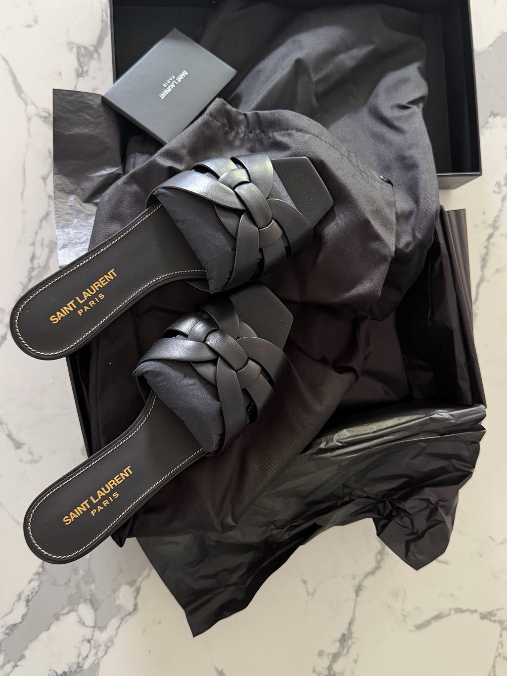 Saint Laurent Black Leather Sandals Nu Pieds Nwt With Box